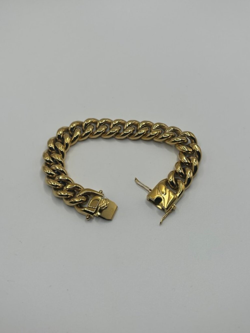 Stackable Cuban Bracelet Two-Tone Gold Silver 14mm 8.5in Waterproof Unisex